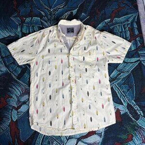 Creative Destruction Surfboard Short Sleeve Button Up Size Small